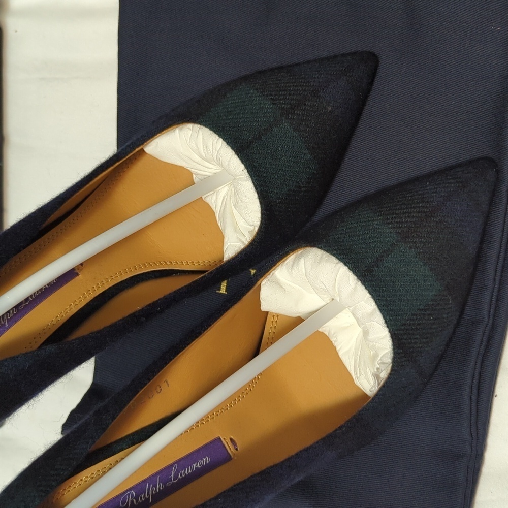 Ralph Lauren Celia Black Watch Tartan Pumps Women's Size 6/36 B Black Mu Tartan. - Picture 12 of 13